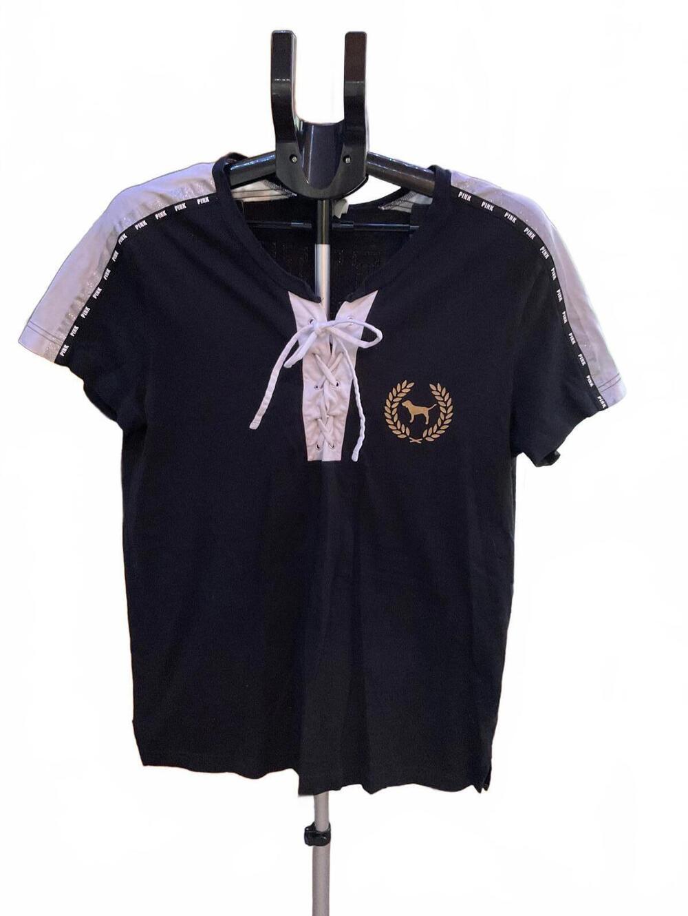 Victoria’s Secret PINK McBling Lace Up Campus Tee Size Medium